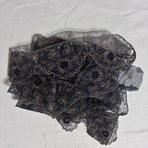 Edwardian 1910 Black Tulle Metallic Lace Over 3 perfect yards